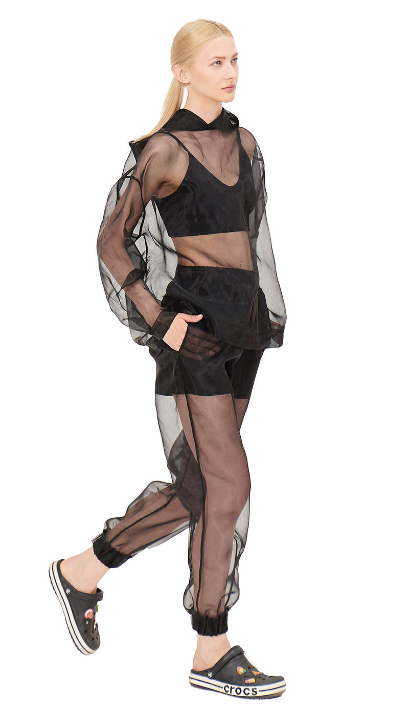 organza plain black pants with sewn-in boxers