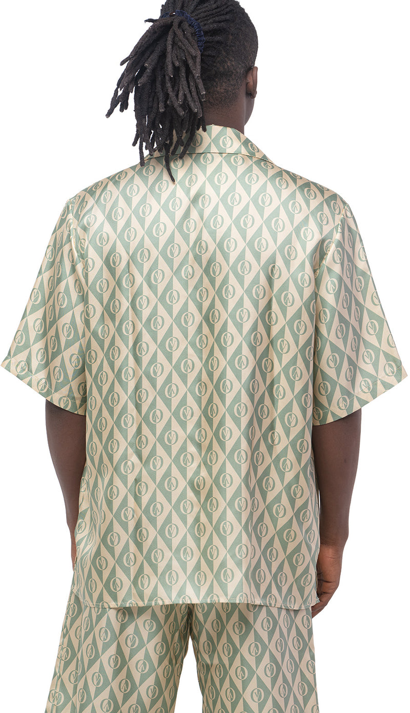 lahov silk patterned bowling shirt