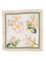 white and yellow hawaiian flower print silk scarf