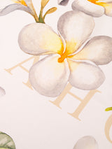 white and yellow hawaiian flower print silk scarf